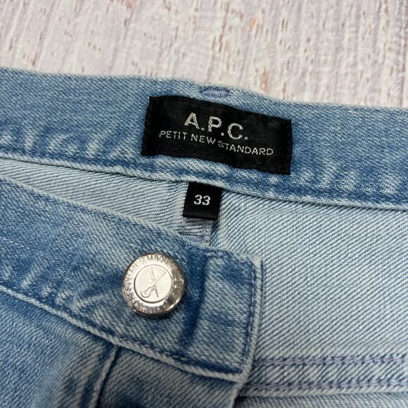 A.P.C. PETIT NEW STANDARD Straight Jeans MENS 33 x 32 Light Wash Distressed - Picture 4 of 12